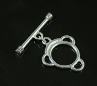 12mm Jumbo Toggle Clasp, w/multiple loops, Silvertone pk/2