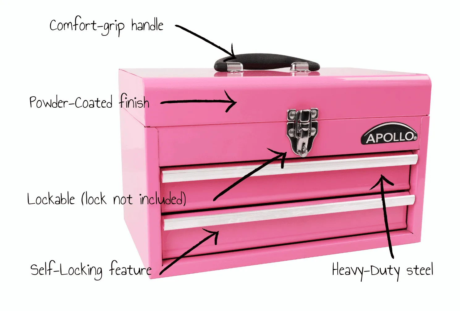 2-Drawer Pink Steel Chest -- DT5010P