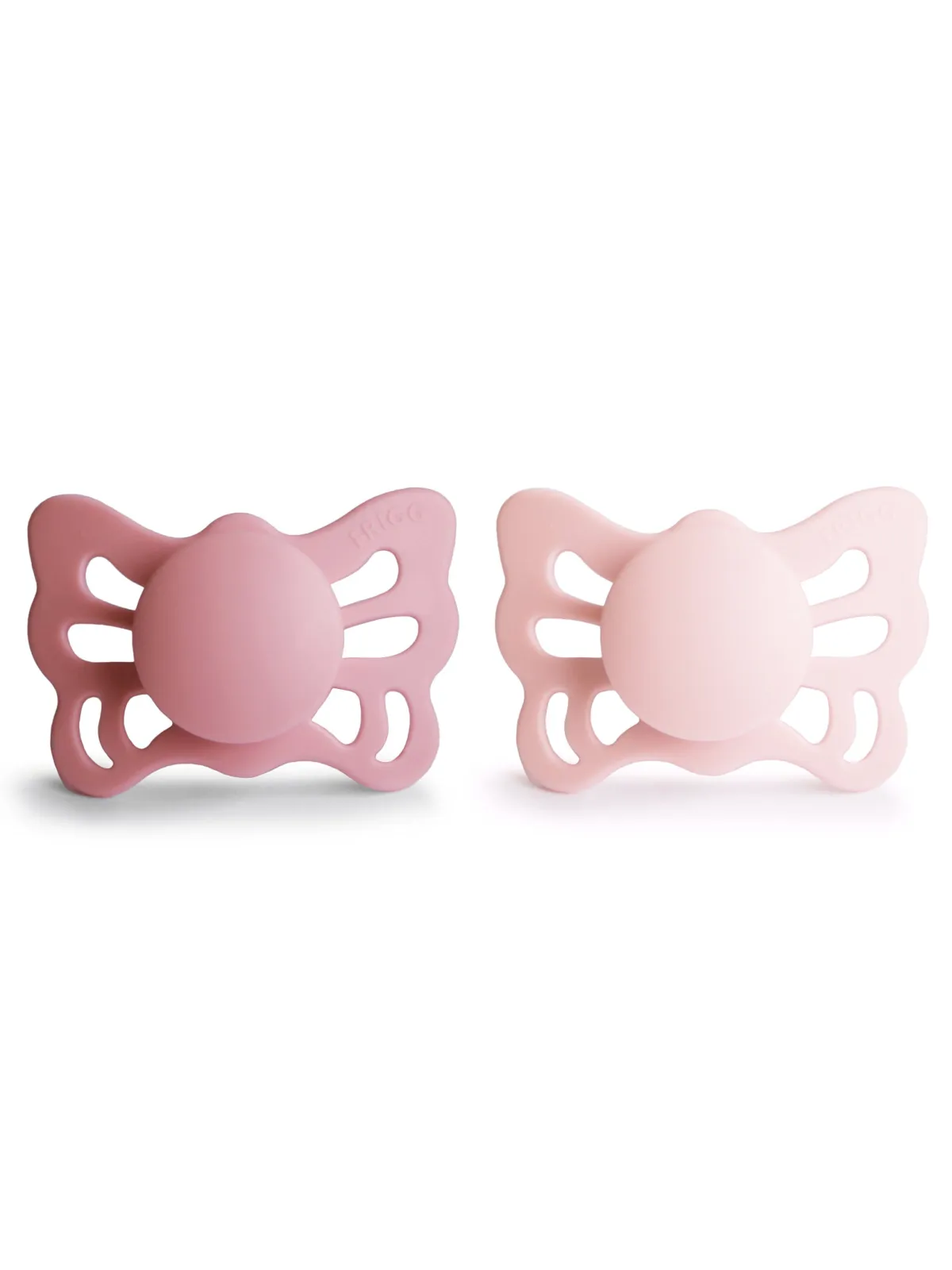 2-Pack Butterfly Anatomical Silicone Pacifiers, Cedar/Baby Pink (0-6 months)