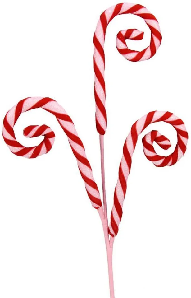 29" Foil Glitter Red and Light Pink Candy Cane Pick Spray