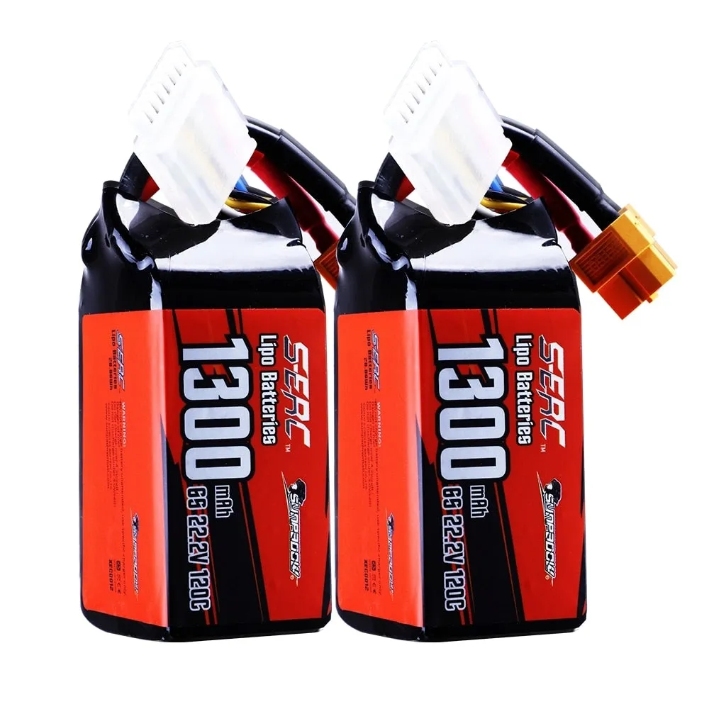 2pcs 22.2V 6S Lipo Battery 1100mAh 1300mAh 1500mAh 120C Soft Pack with XT60 Plug