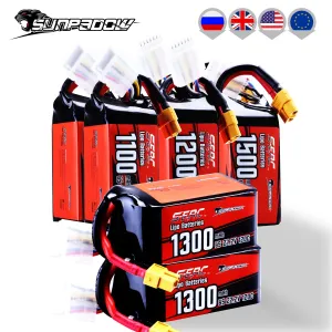 2pcs 22.2V 6S Lipo Battery 1100mAh 1300mAh 1500mAh 120C Soft Pack with XT60 Plug