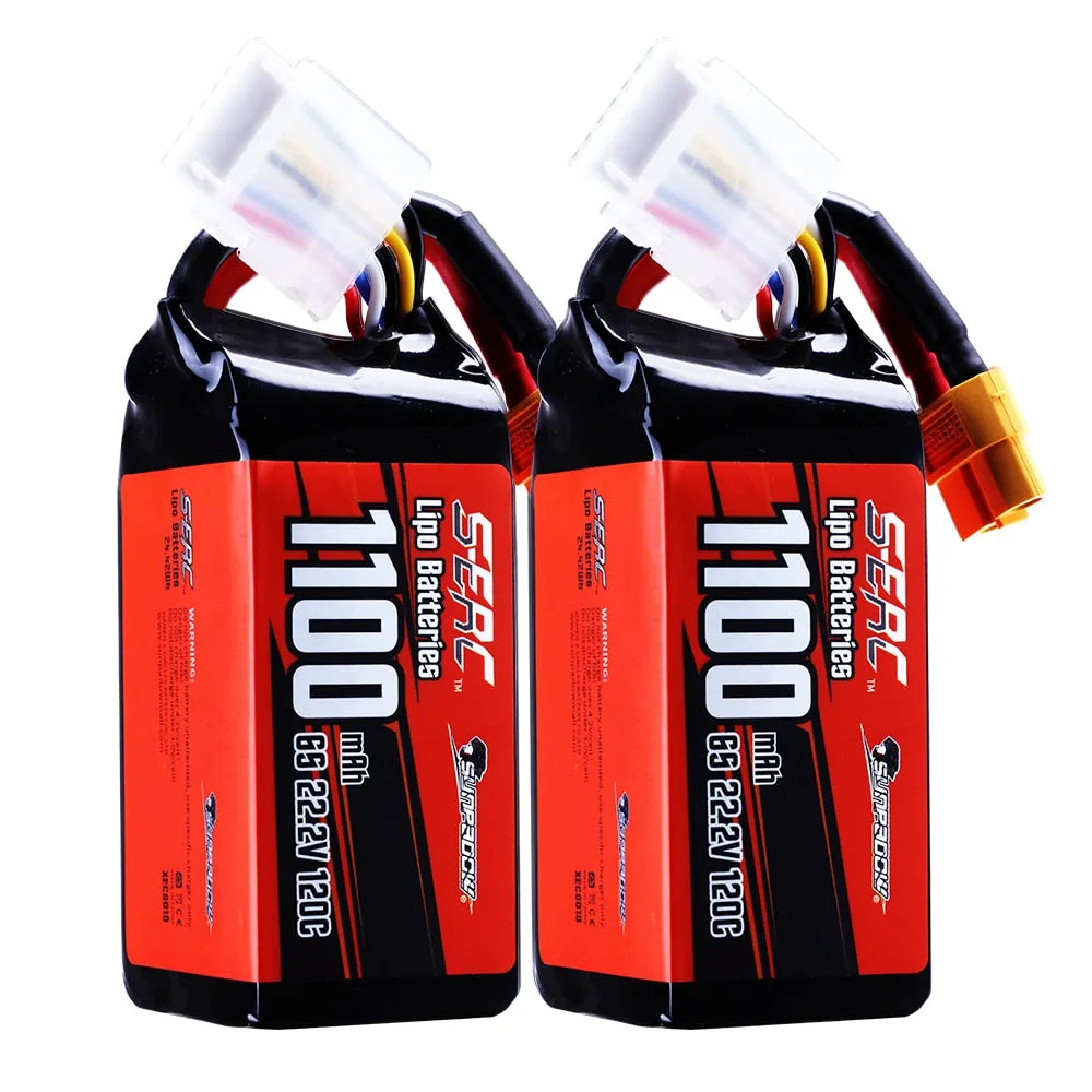 2pcs 22.2V 6S Lipo Battery 1100mAh 1300mAh 1500mAh 120C Soft Pack with XT60 Plug