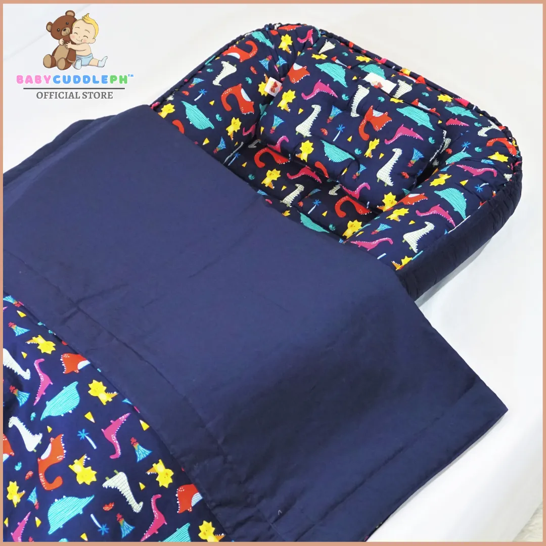 3 in 1 Babycuddle Bed Set - Dino in Navy Blue