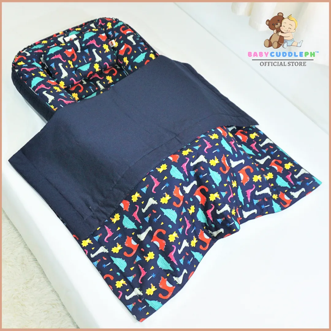 3 in 1 Babycuddle Bed Set - Dino in Navy Blue