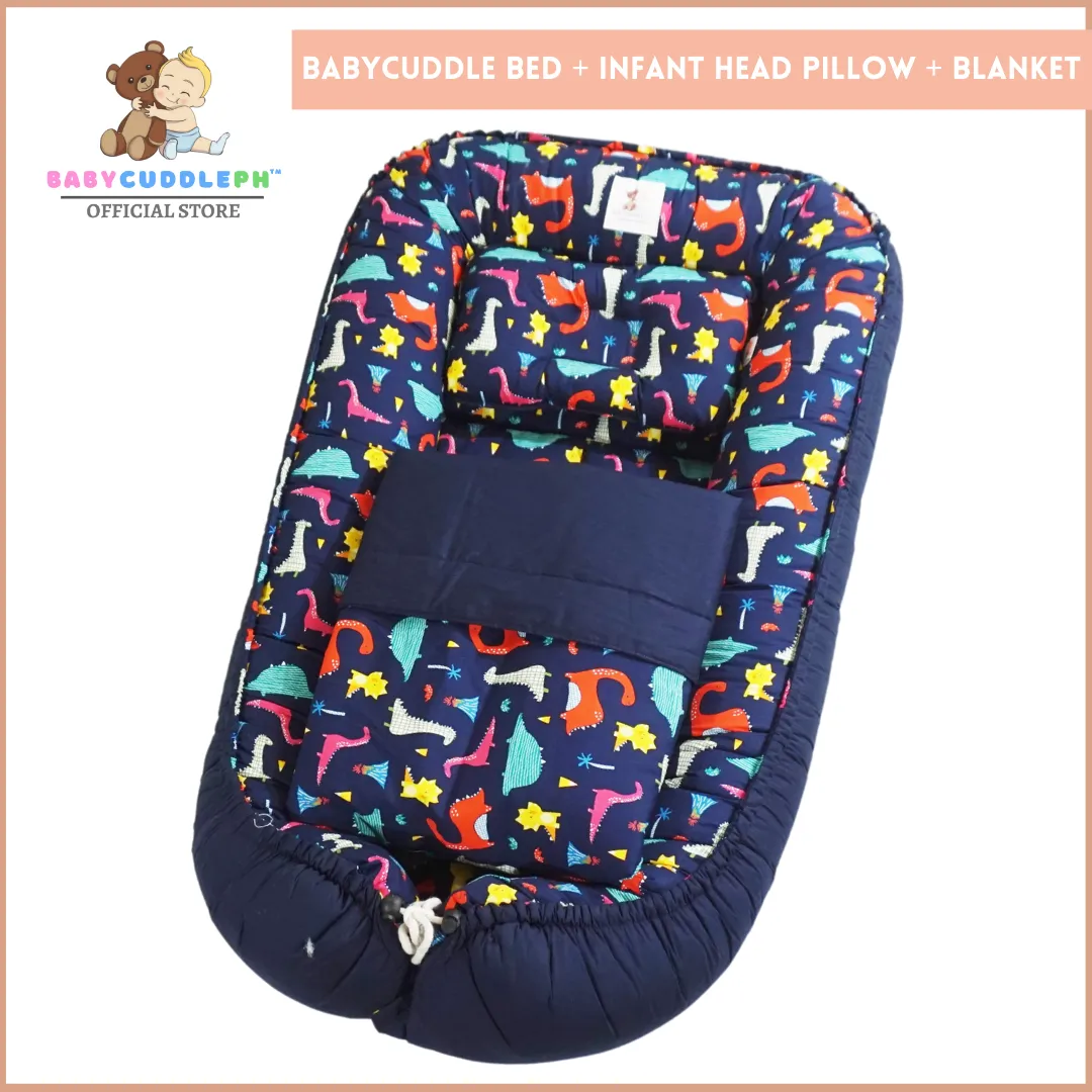 3 in 1 Babycuddle Bed Set - Dino in Navy Blue