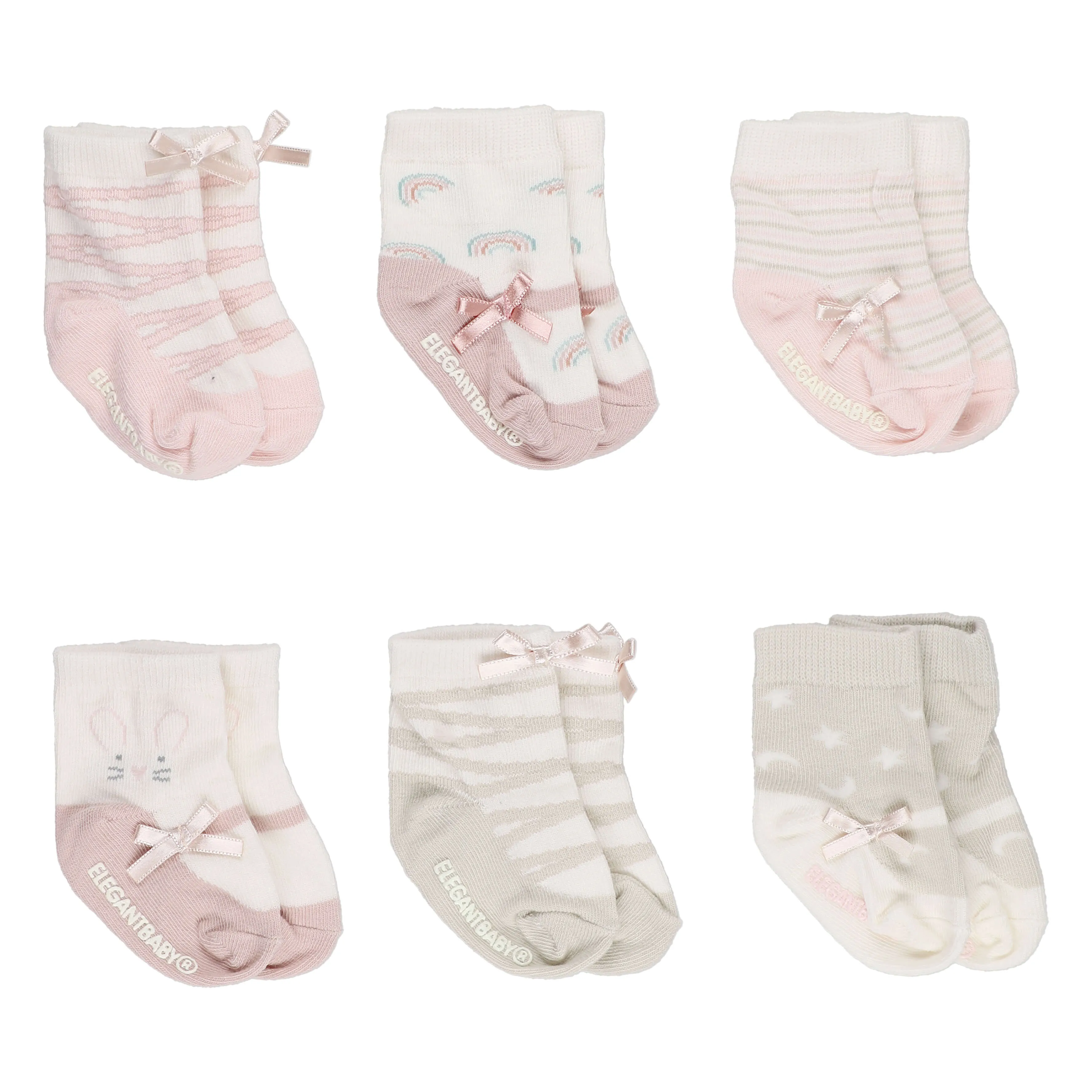 6 Pack Socks Mary Jane Pink