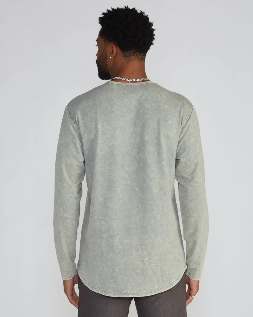 Acid Wash Drop-Cut Long Sleeve