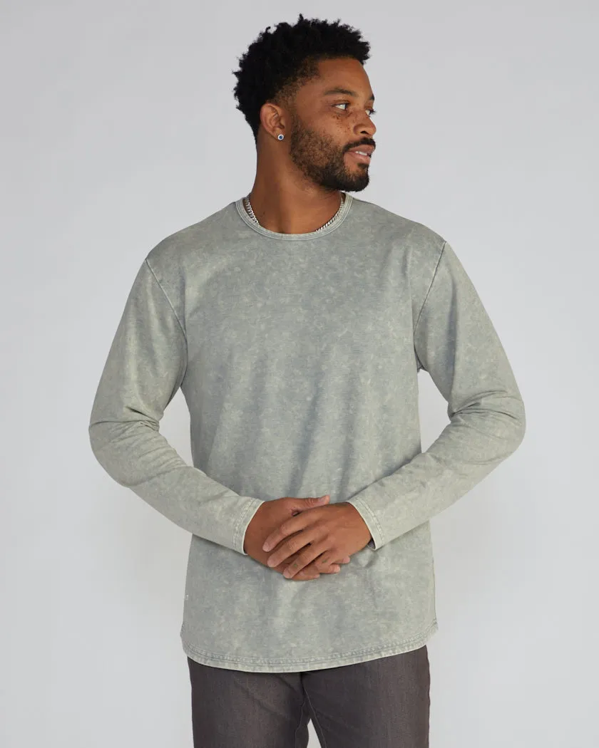 Acid Wash Drop-Cut Long Sleeve