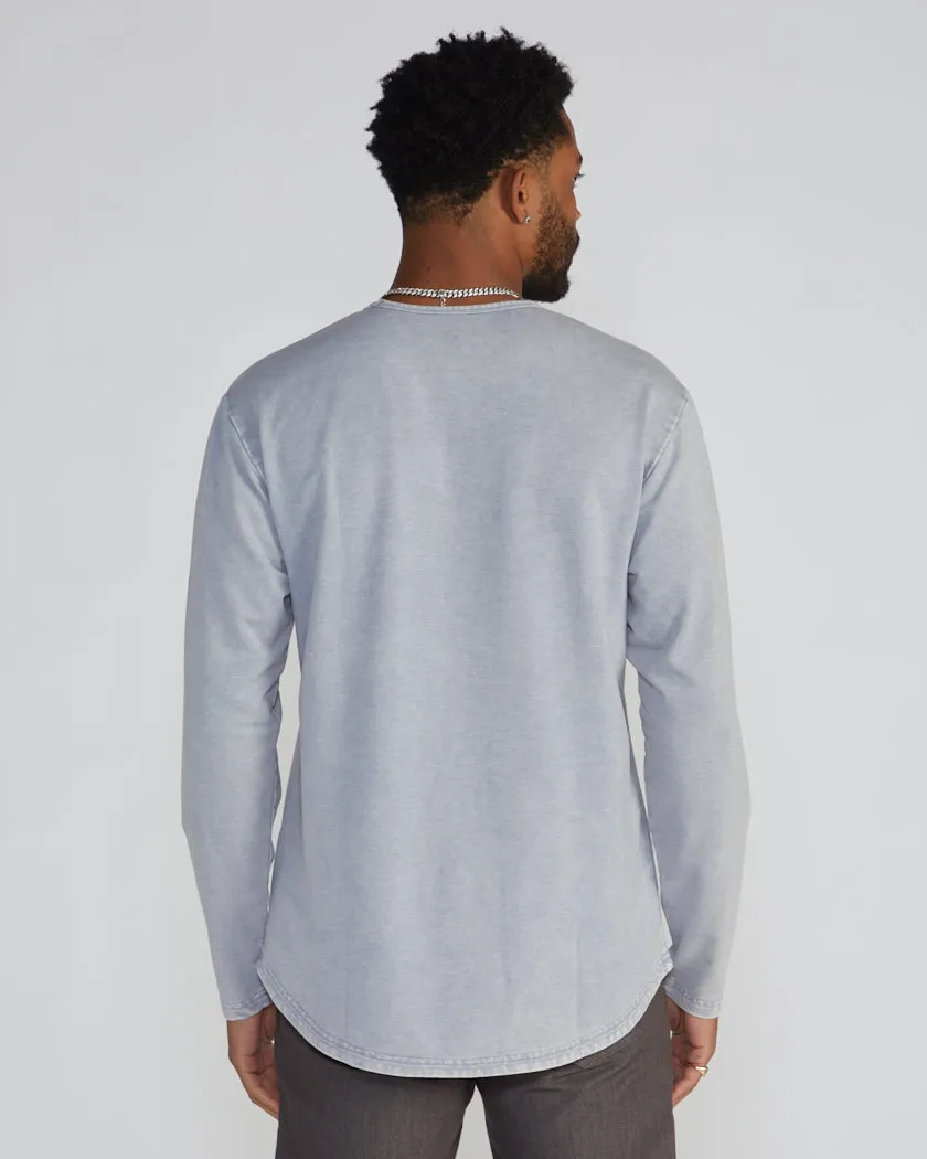 Acid Wash Drop-Cut Long Sleeve