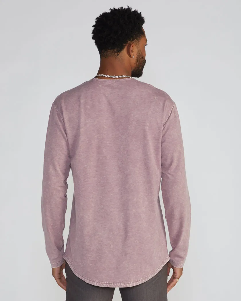 Acid Wash Drop-Cut Long Sleeve