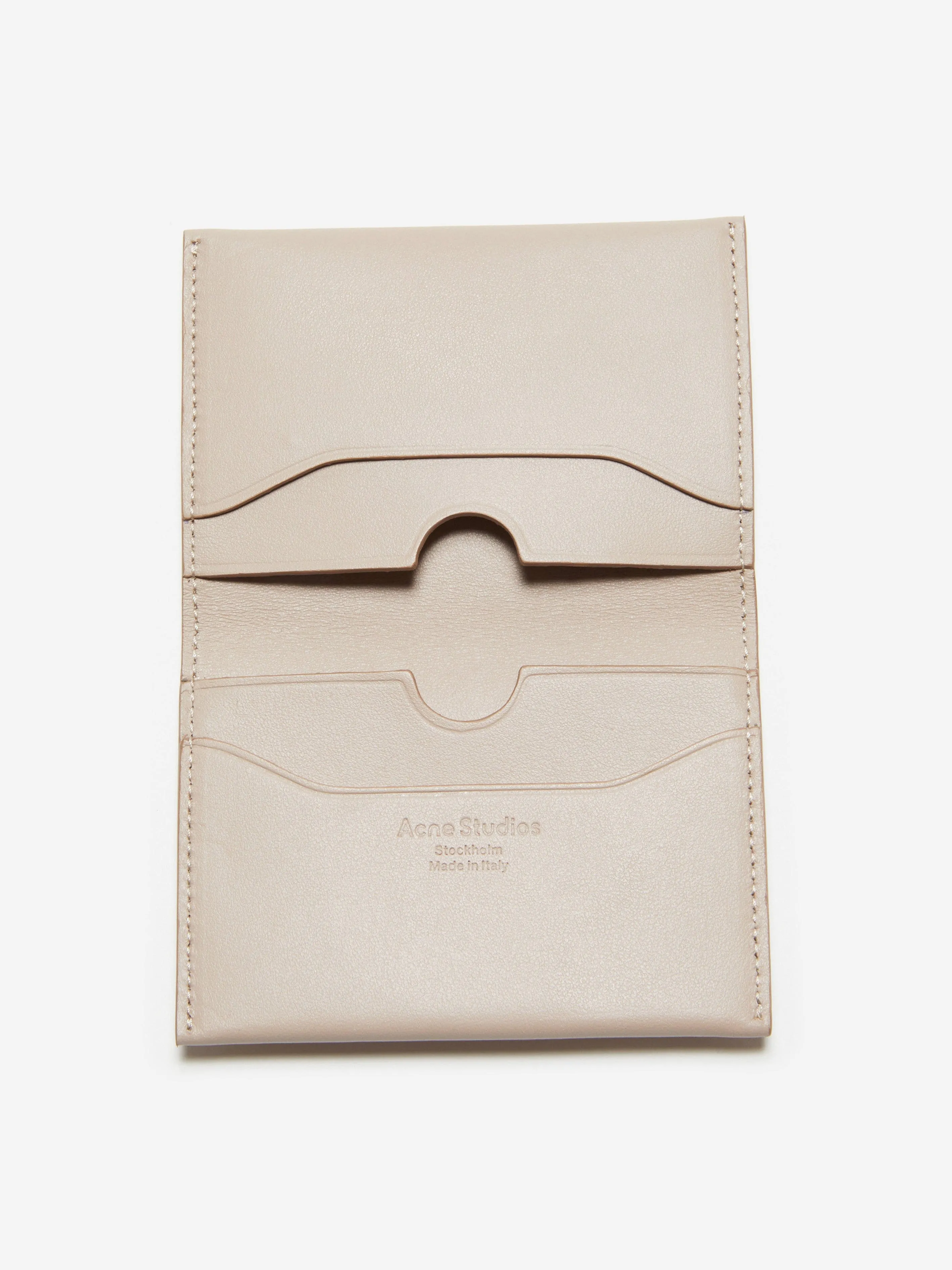 Acne Studios Kids Folded Leather Wallet in Beige (13.5cm)