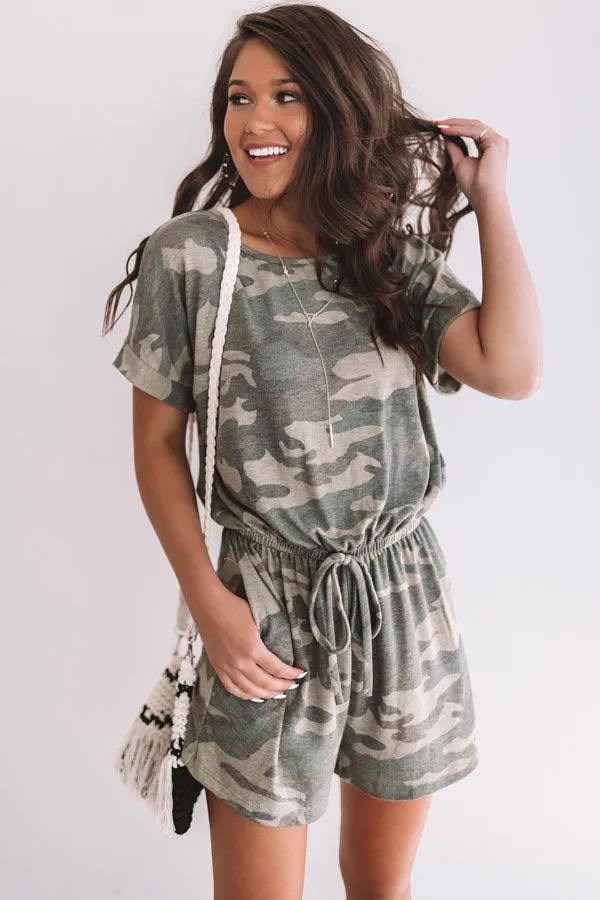 All Caught Up Camo Romper In Green