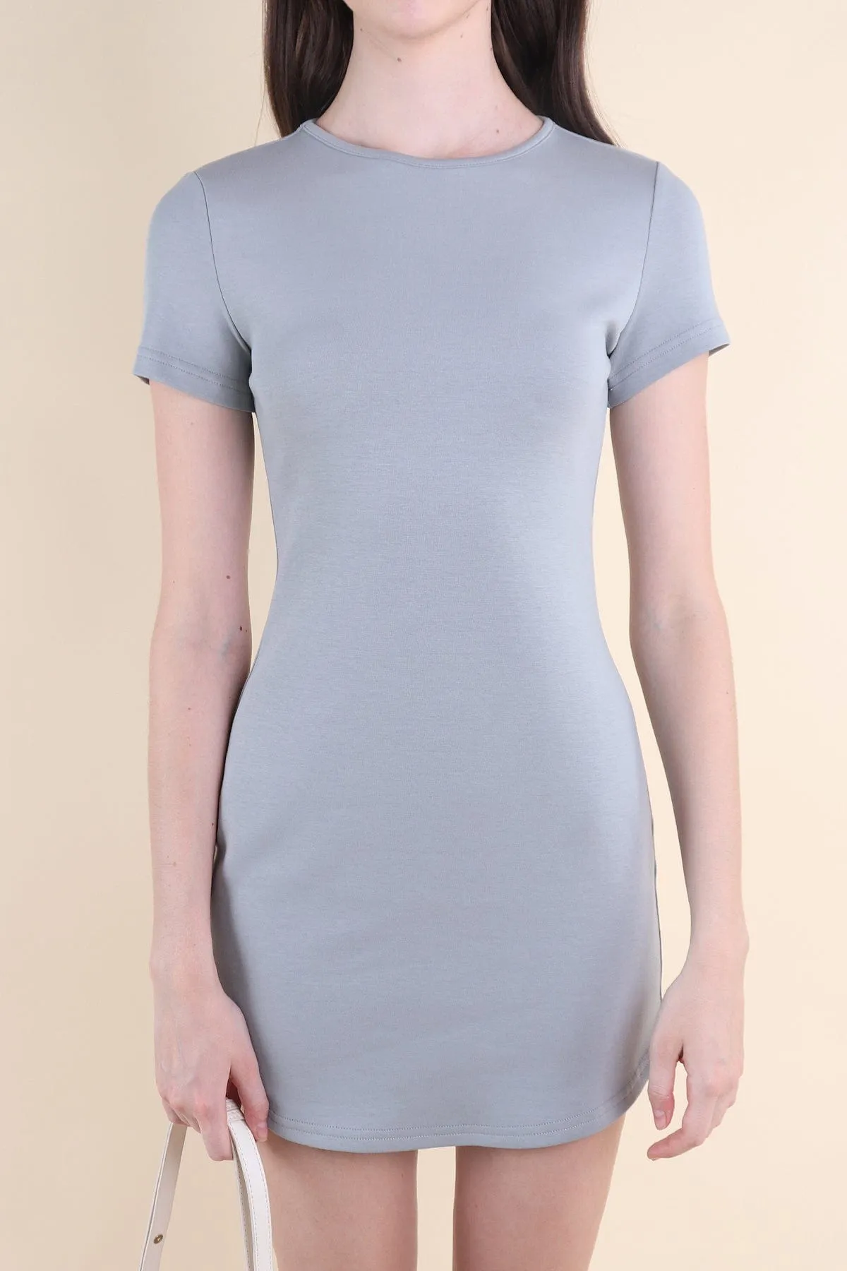 ALWAYS YOUR BABY TEE DRESS IN GREY BLUE