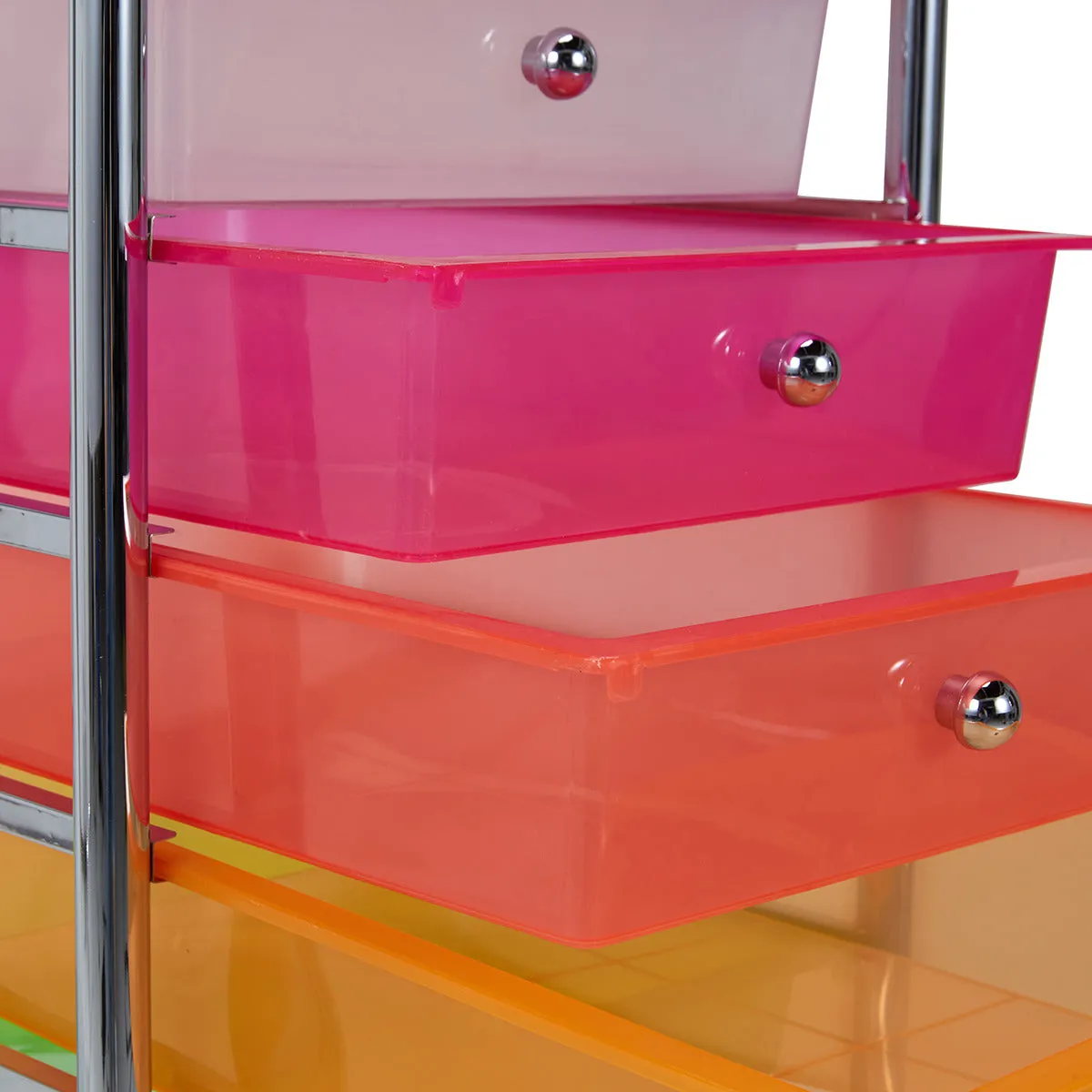 Anko 10 Drawer Trolley / Chrome Plated/ Multicoloured