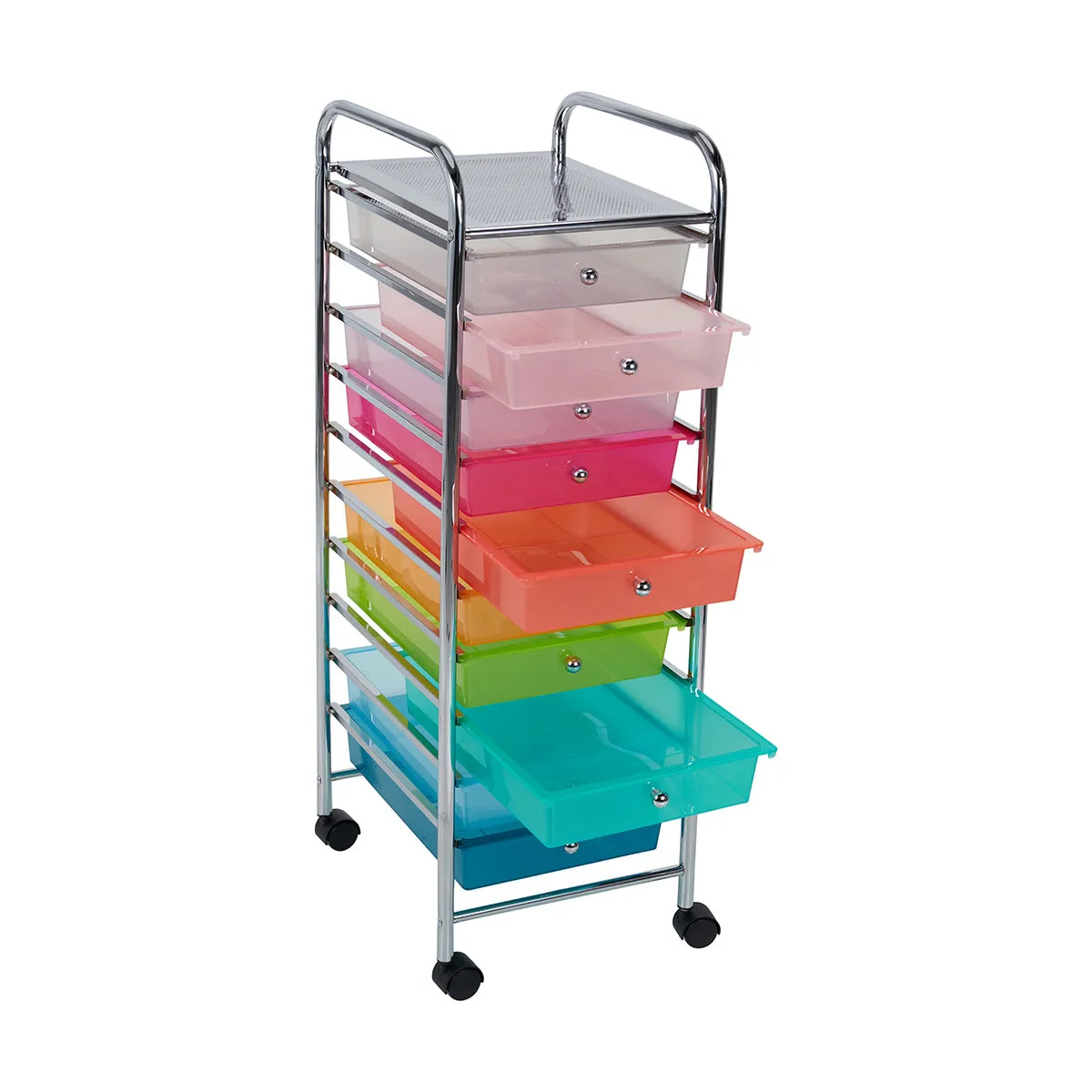 Anko 10 Drawer Trolley / Chrome Plated/ Multicoloured