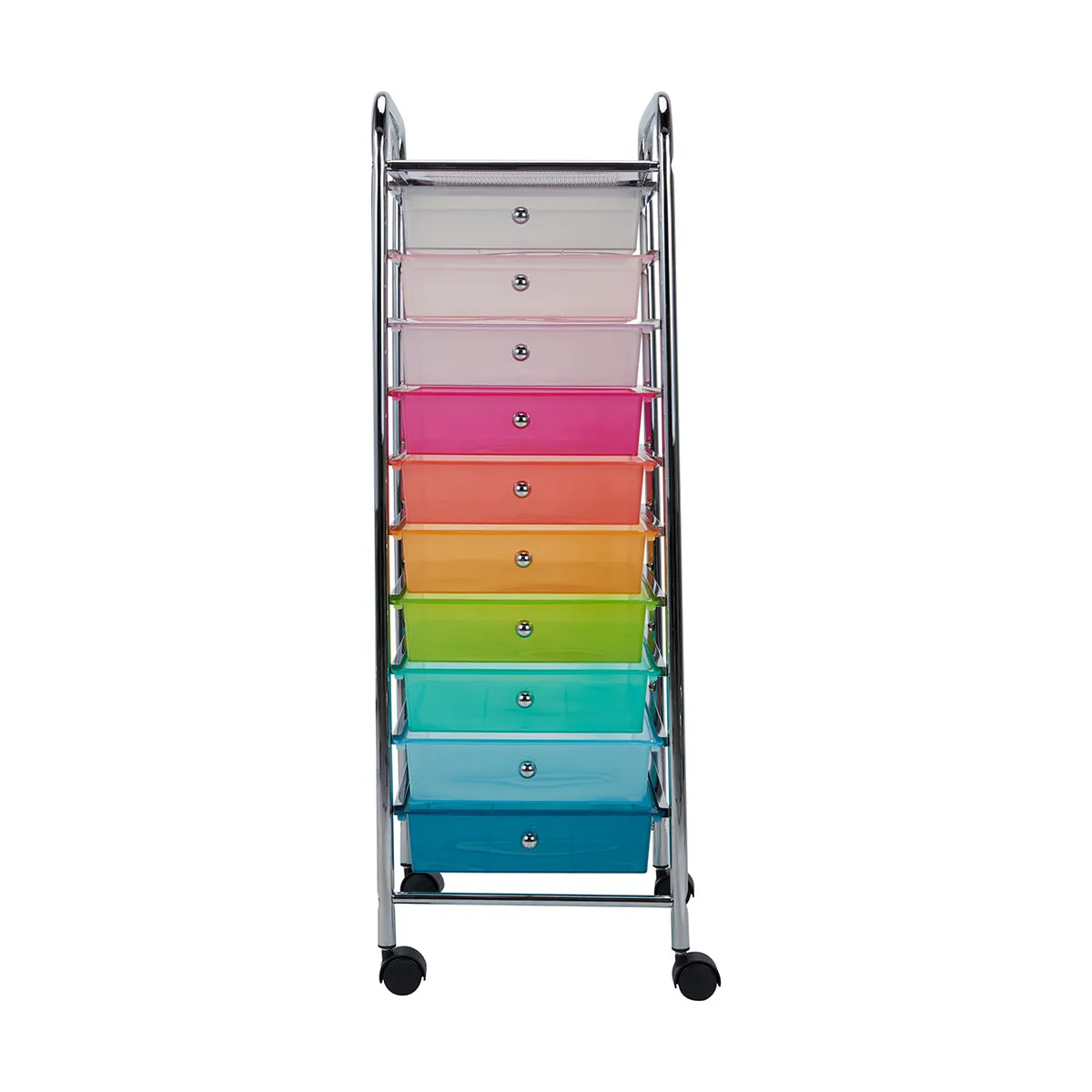 Anko 10 Drawer Trolley / Chrome Plated/ Multicoloured