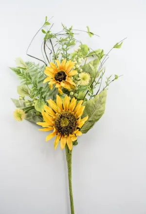 Artificial Sunflower and mixed greenery spray