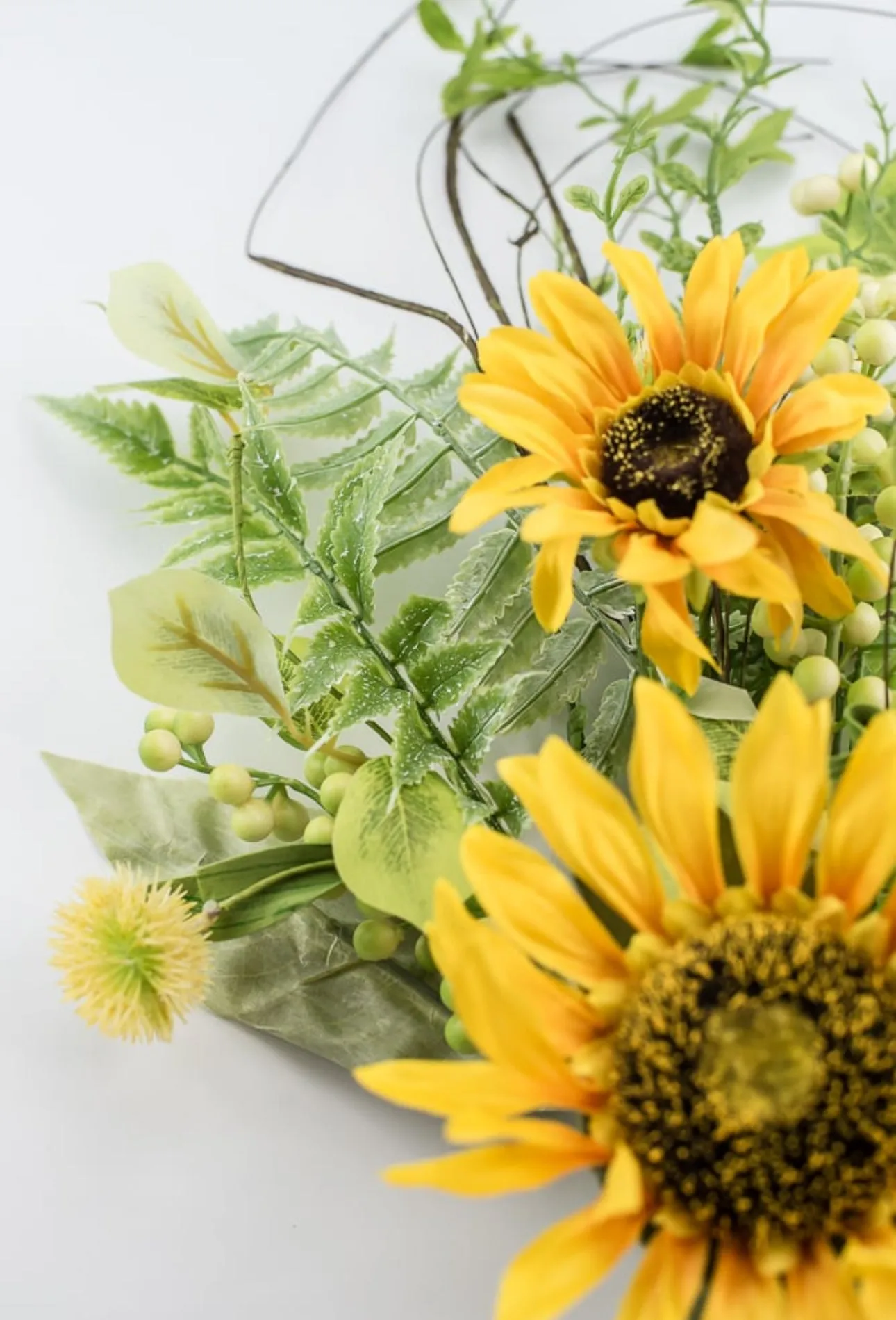 Artificial Sunflower and mixed greenery spray