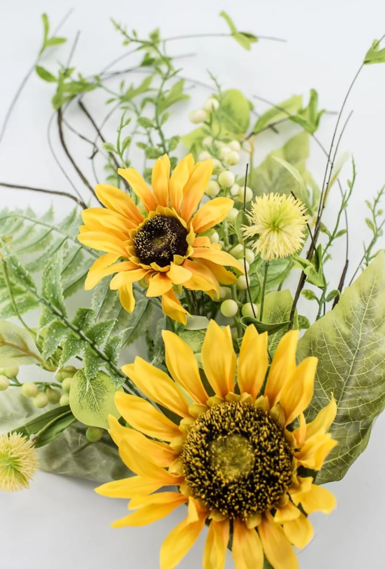 Artificial Sunflower and mixed greenery spray