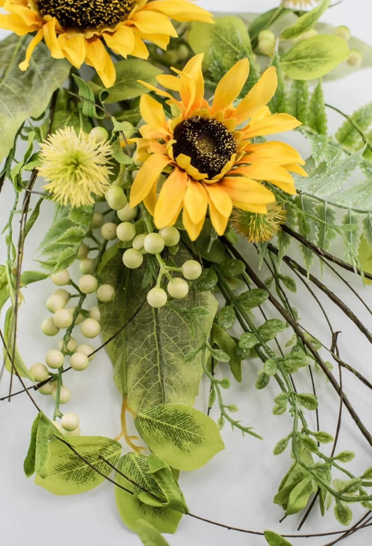 Artificial Sunflower and mixed greenery spray