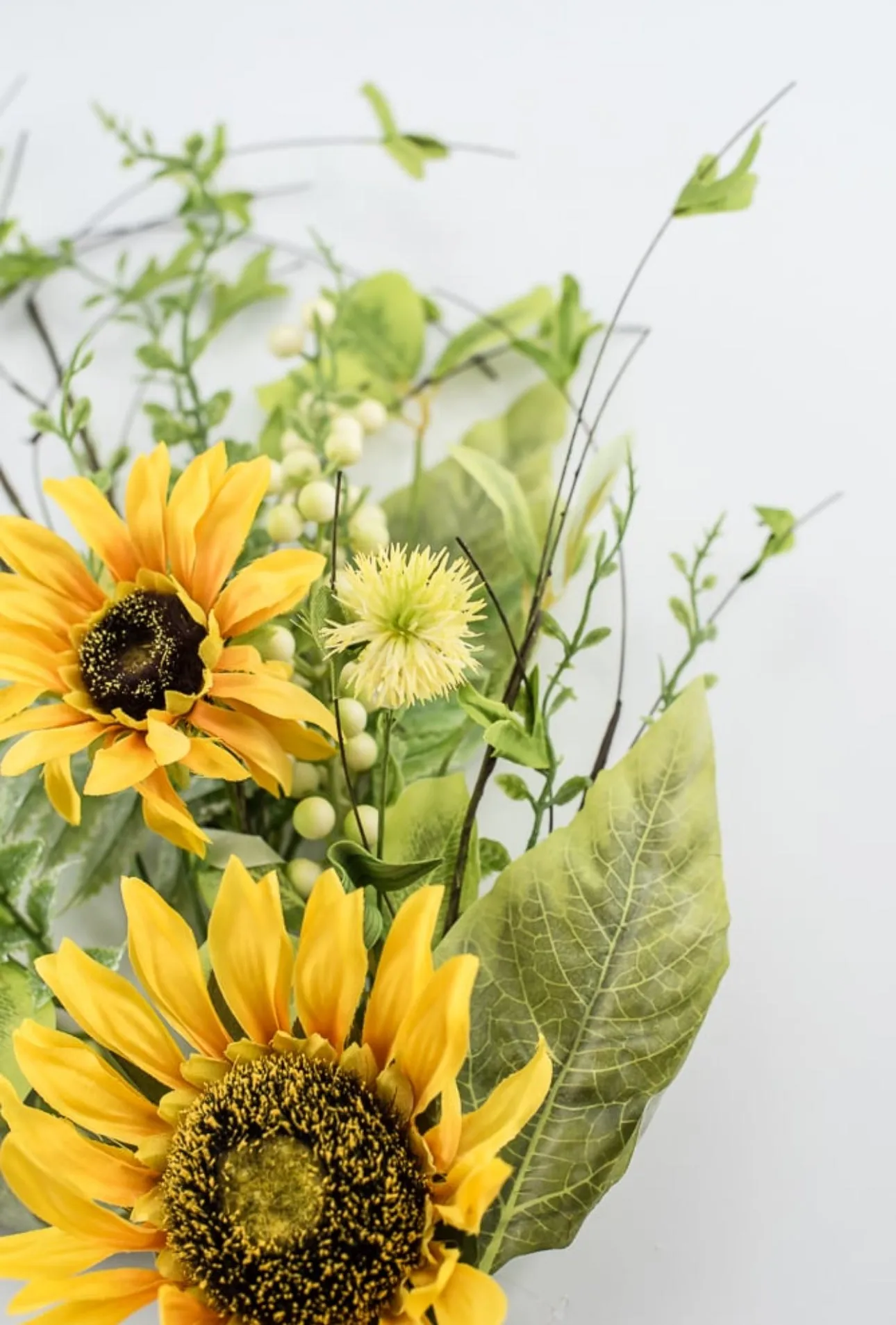 Artificial Sunflower and mixed greenery spray