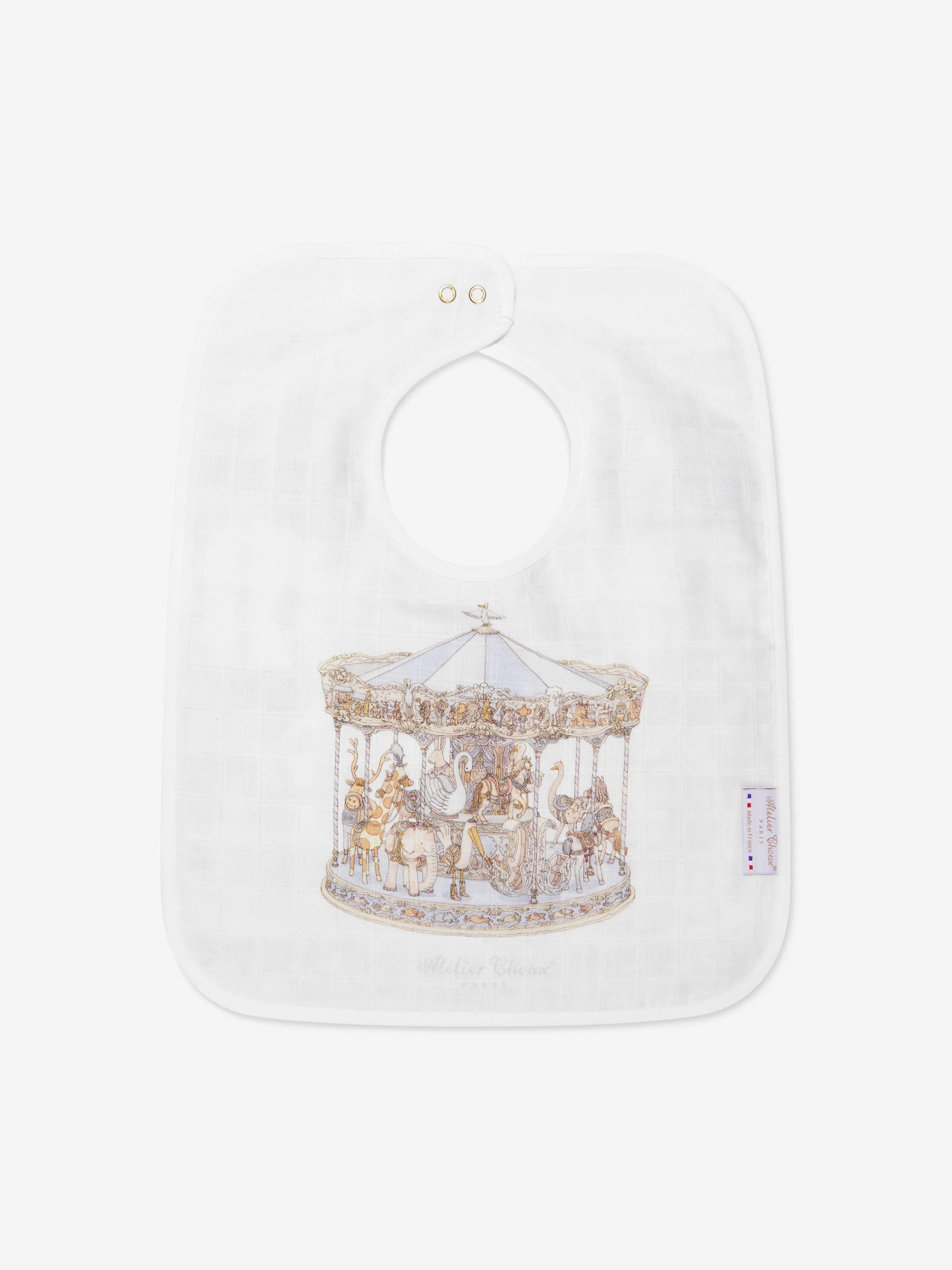 Atelier Choux Baby Boys Carousel Large Bib in Blue