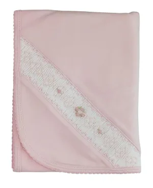 Baby Girl's Pink Smocked Flowers Blanket