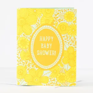 baby shower card, vintage floral pattern card for baby shower