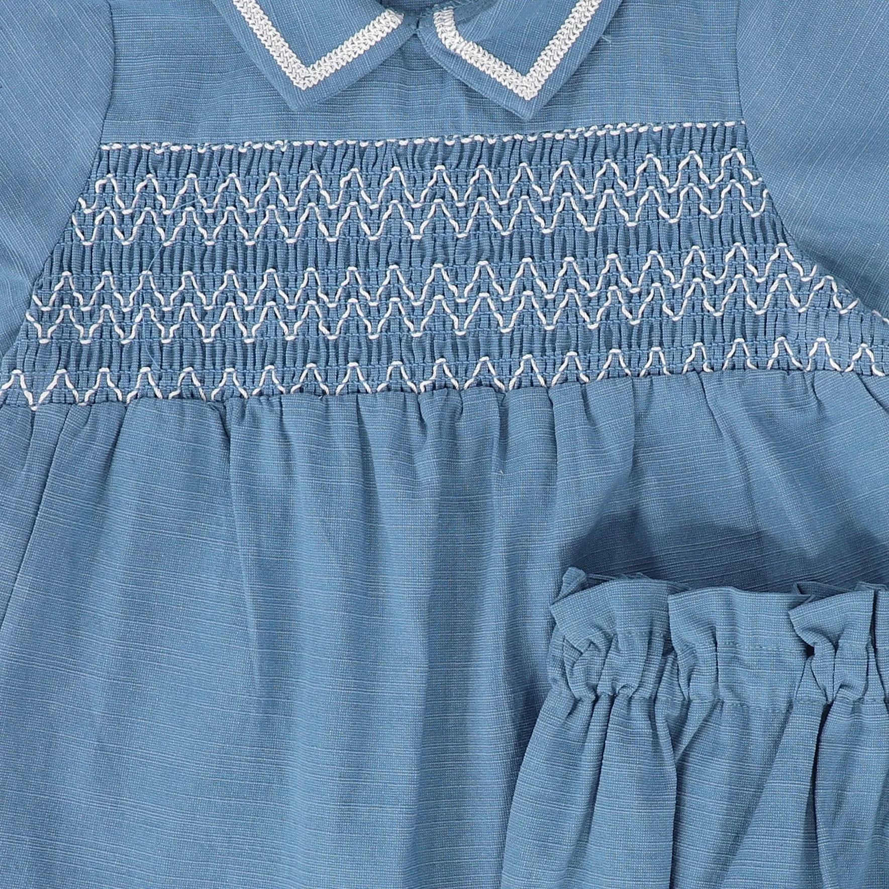 BACE COLLECTION BLUE SMOCKED COLLAR BLOOMER SET [FINAL SALE]