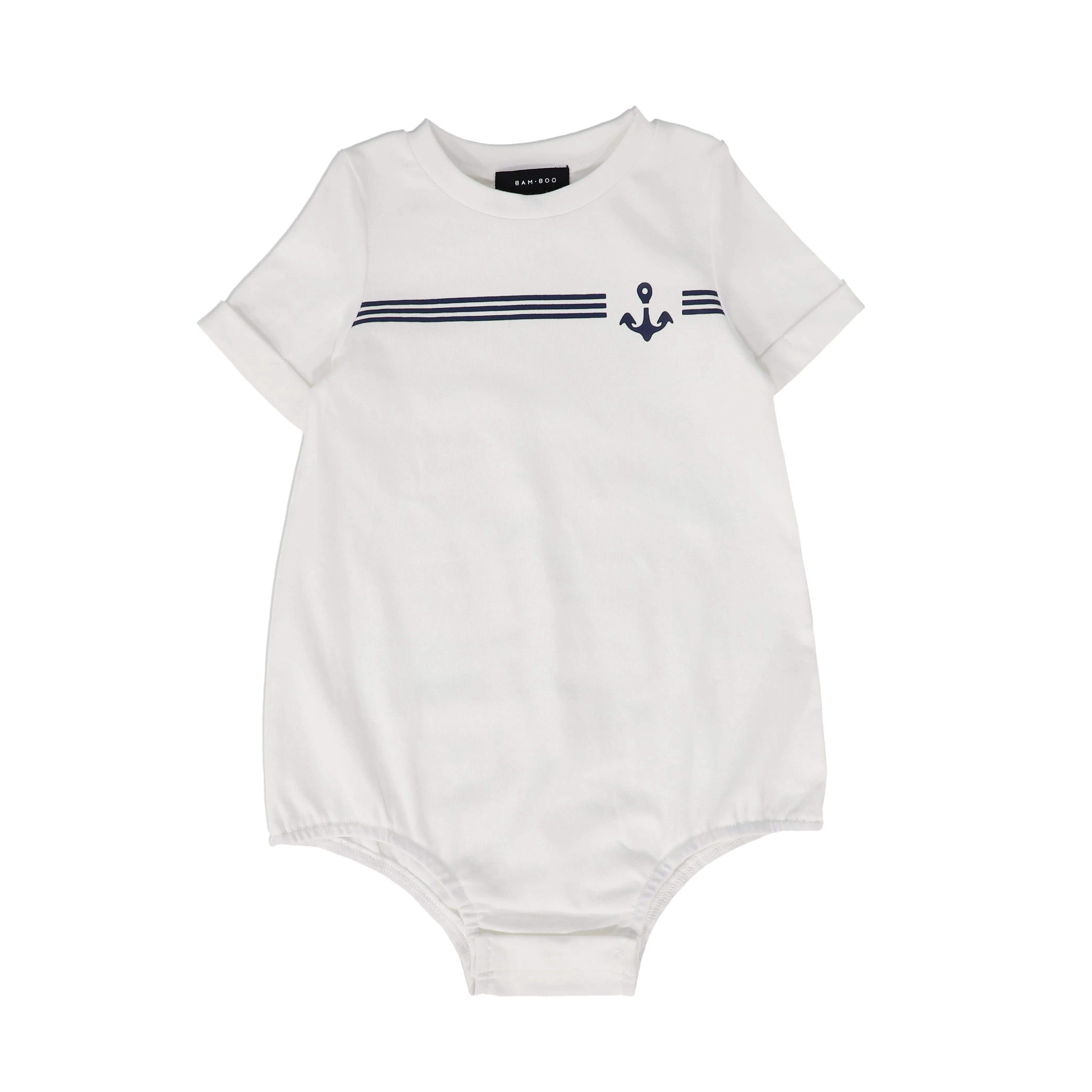 BAMBOO WHITE ANCHOR EMBLEM ROMPER [FINAL SALE]