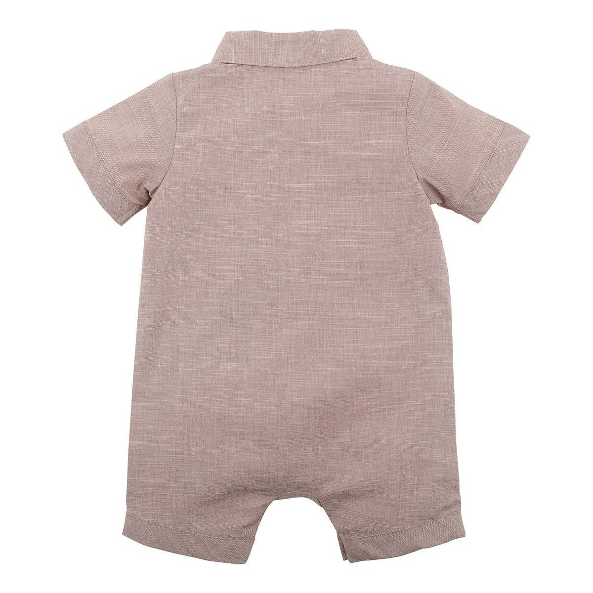 Bebe Edward Polo Romper in Taupe (Size NB-1)