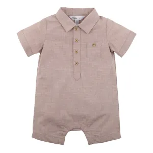 Bebe Edward Polo Romper in Taupe (Size NB-1)