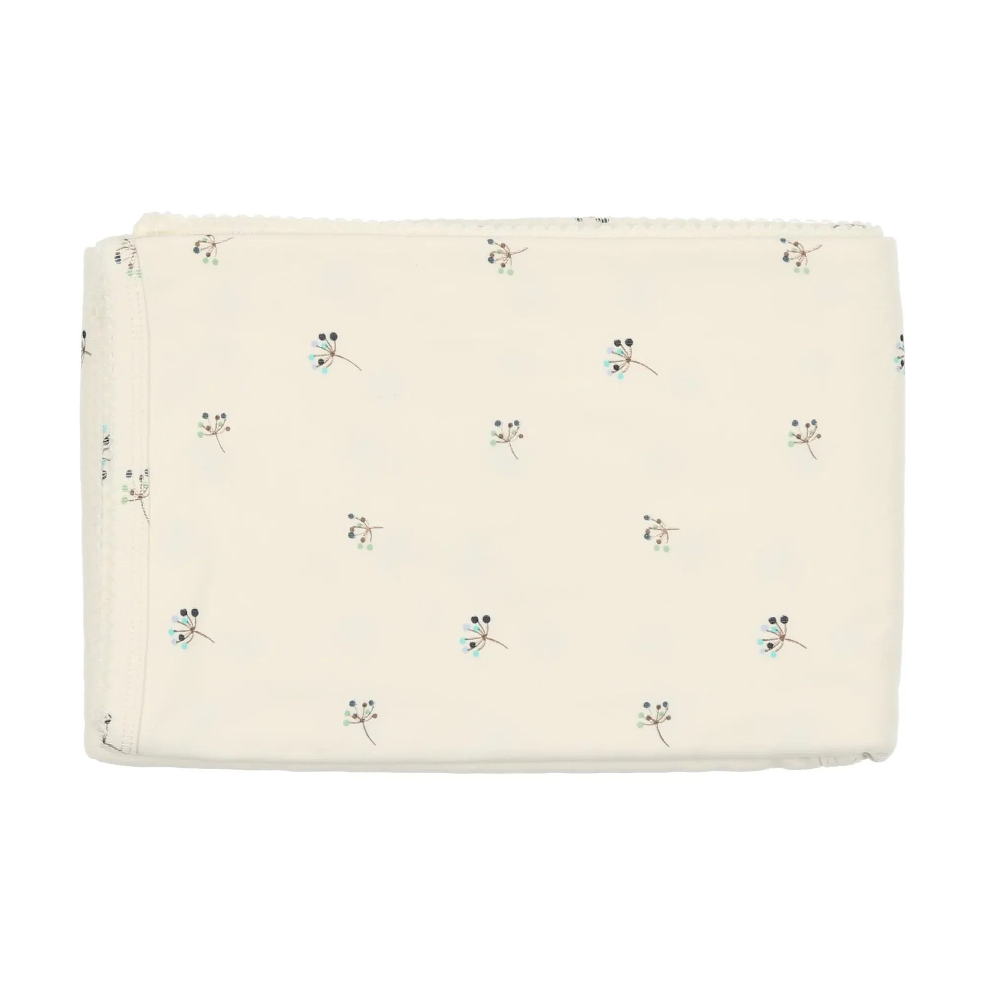 Bee & Dee Ivory with Blue Little Buds Blanket