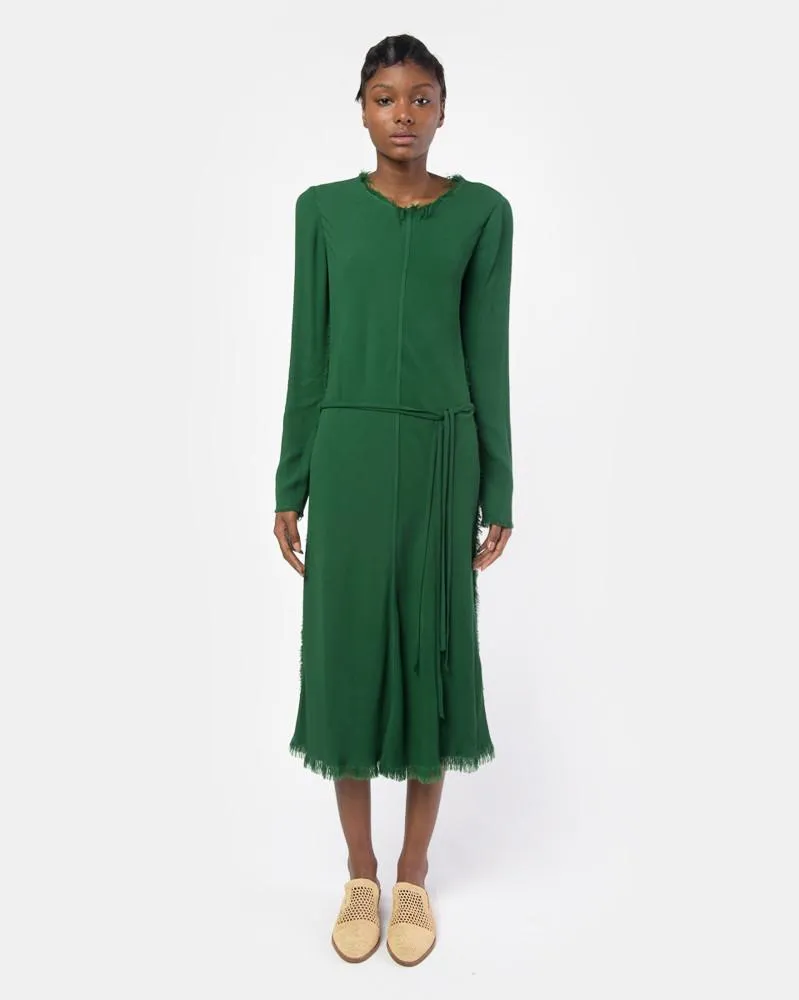 Bias Long Sleeve Dress in Emerald