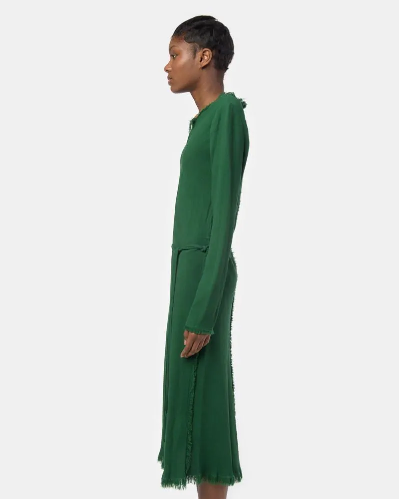 Bias Long Sleeve Dress in Emerald