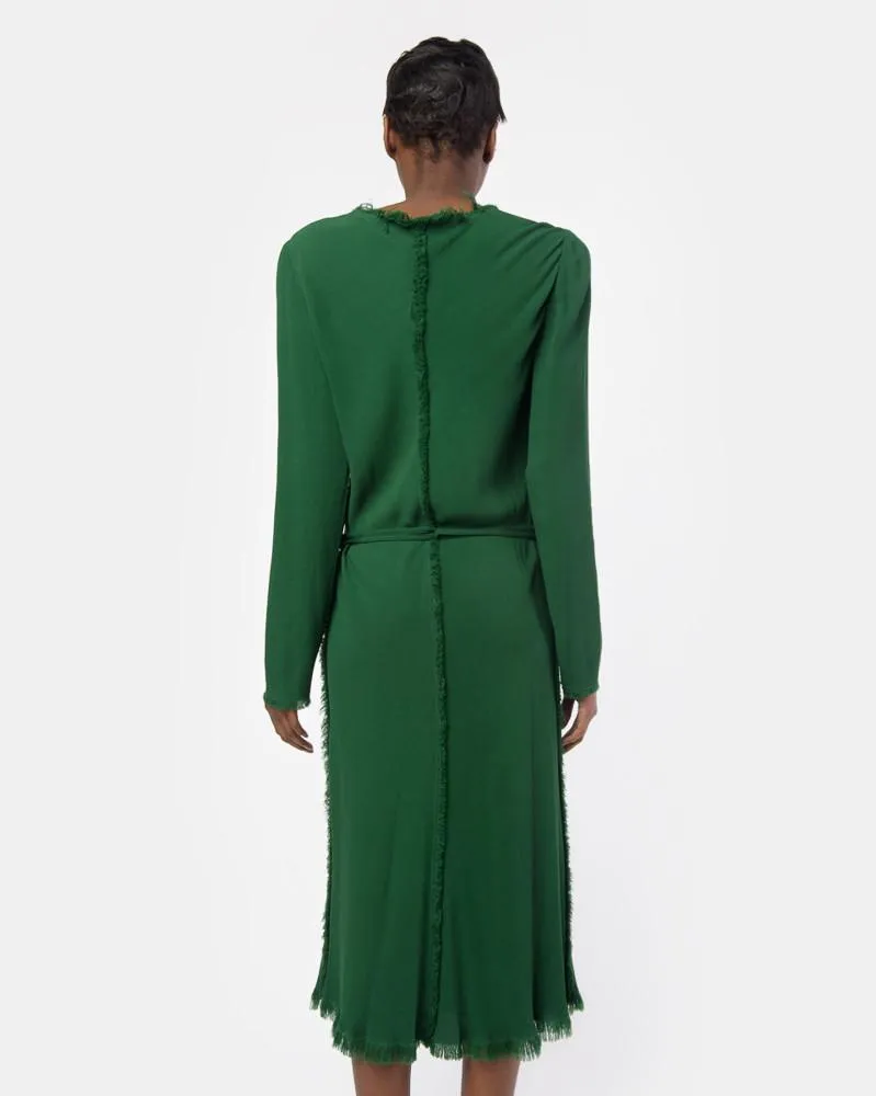 Bias Long Sleeve Dress in Emerald