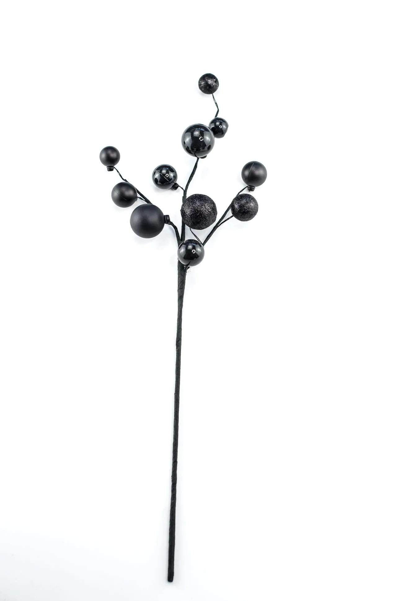 Black wired ball ornament spray