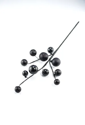 Black wired ball ornament spray