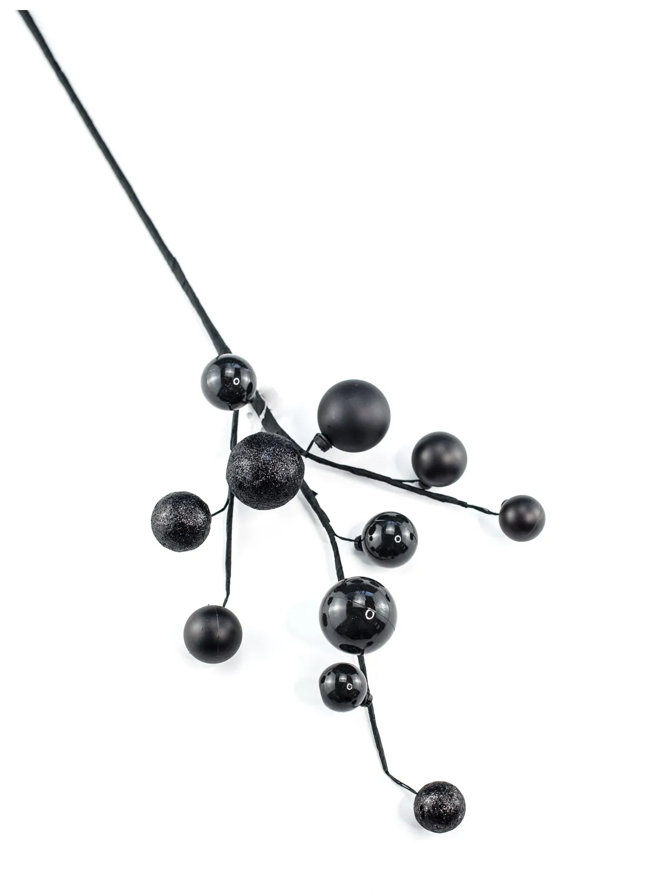 Black wired ball ornament spray