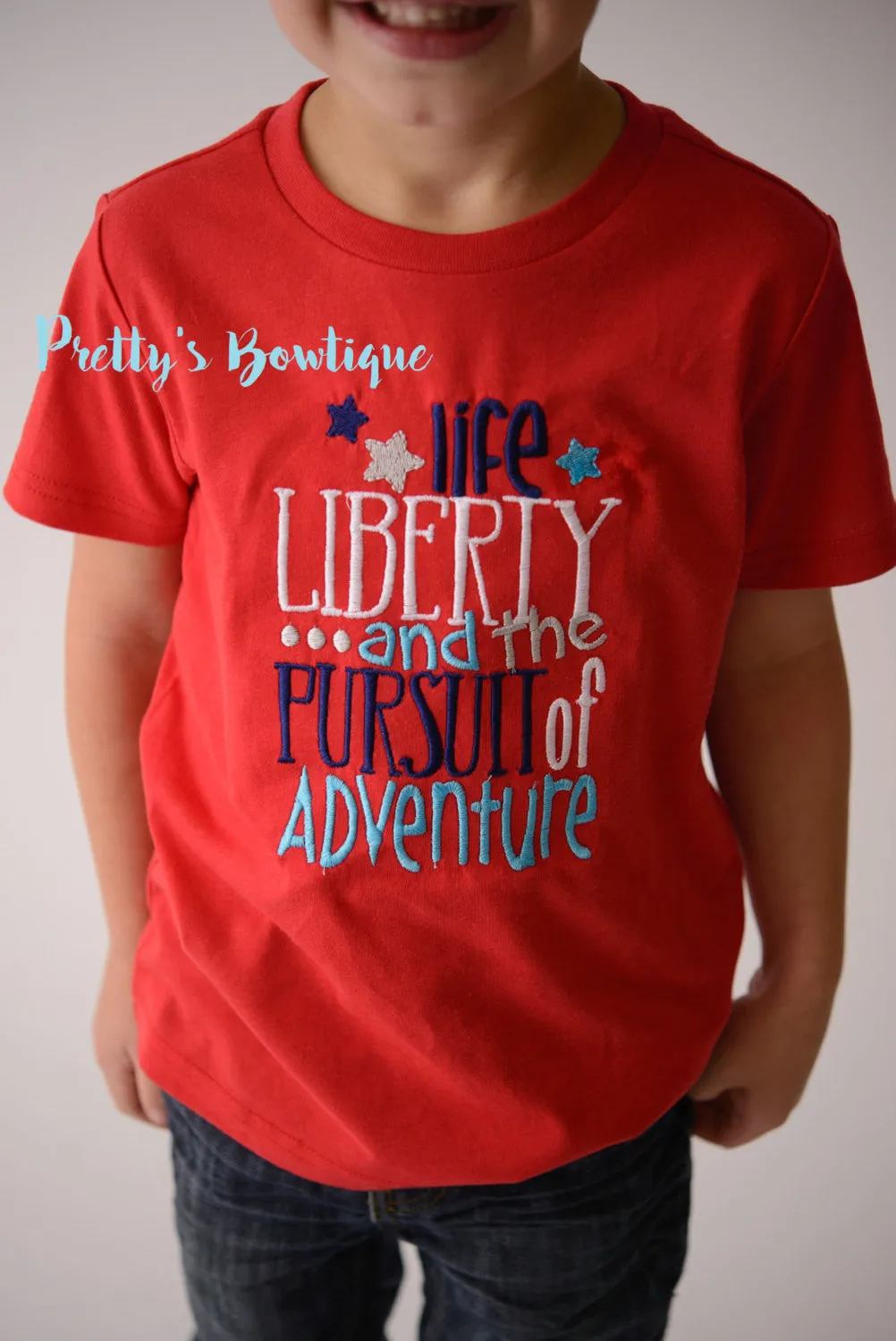 Boys 4th of July shirt-- Life Liberty and the pursuit of adventure -- Fourth of July bodysuit or shirt 4th of July Boys