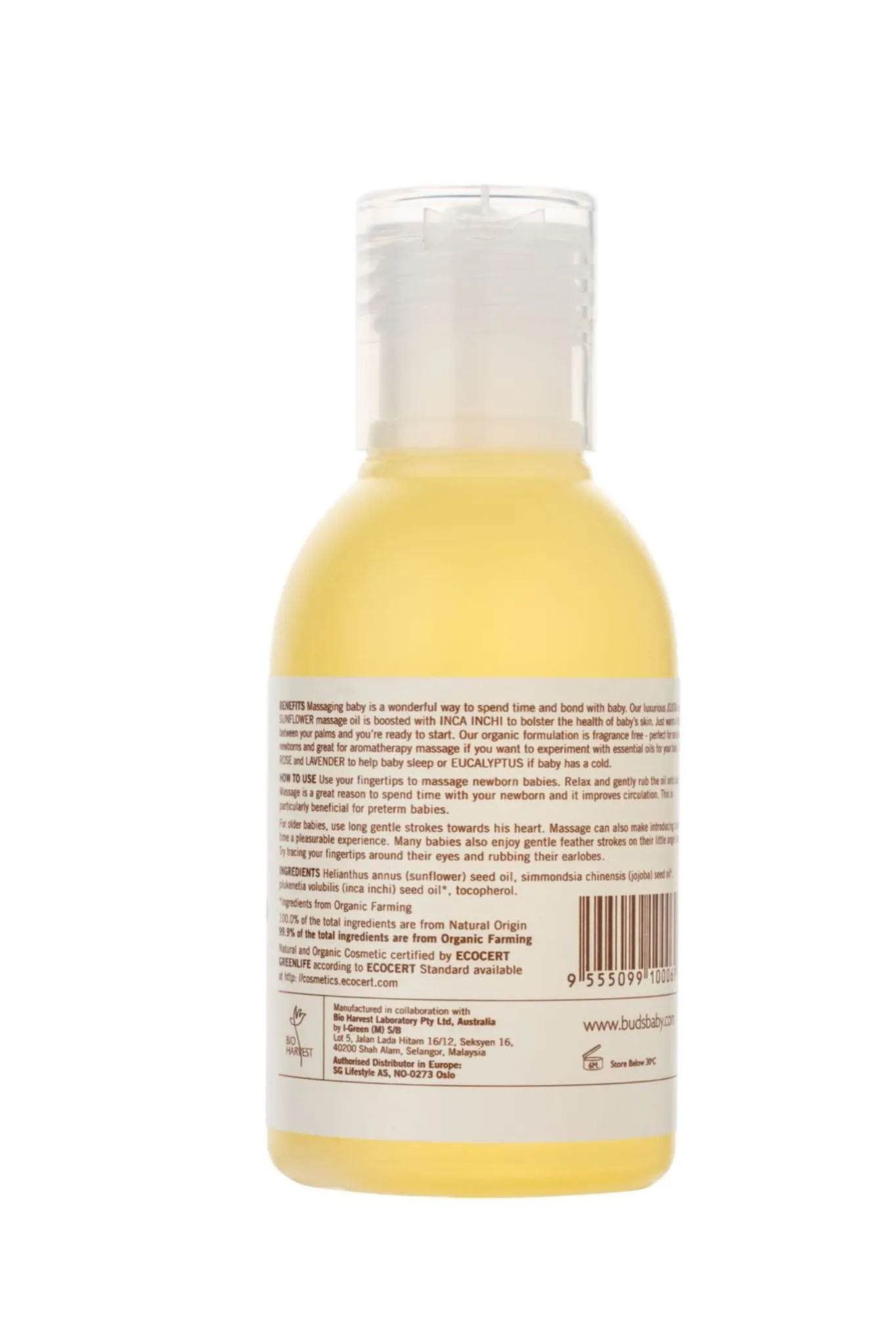 Buds Cherished Organics Baby Massage Oil 100ml