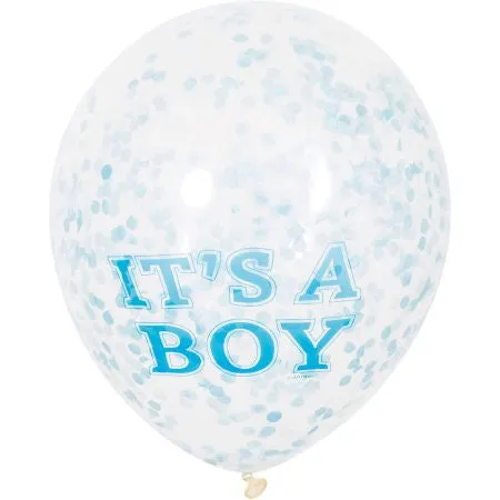 Confetti Balloons - It's A Boy - - 6 Count