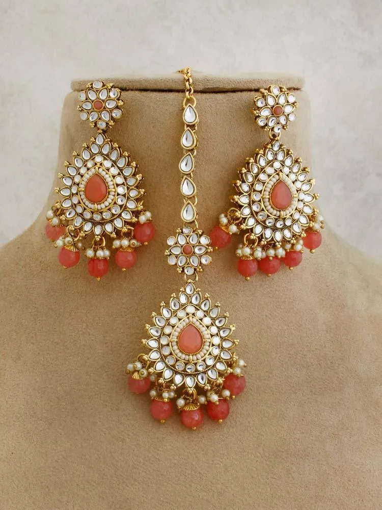 Coral Ragini Choker Necklace Set