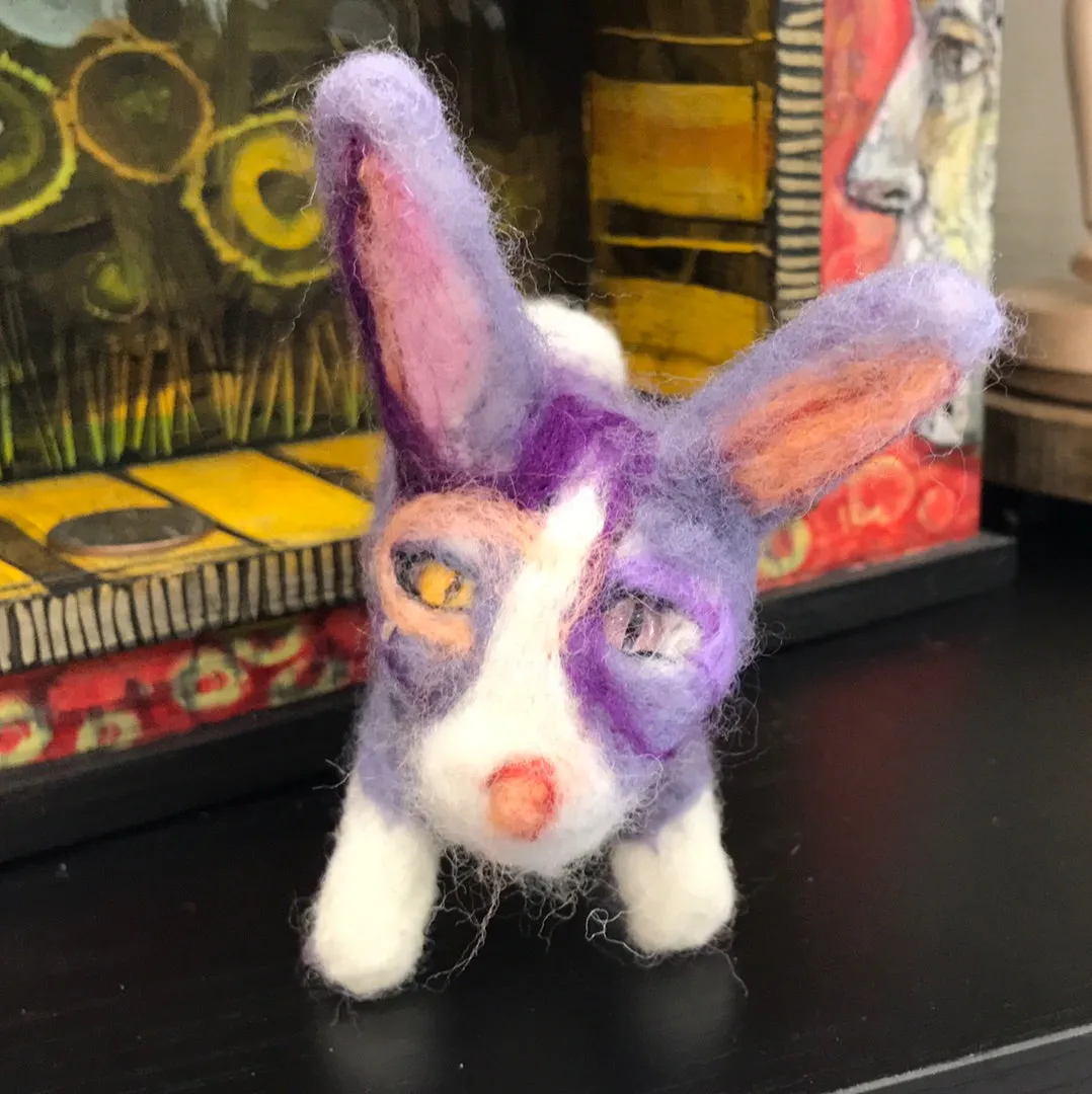 Felted Critters by Beth Nash-PURPLE BUNNY