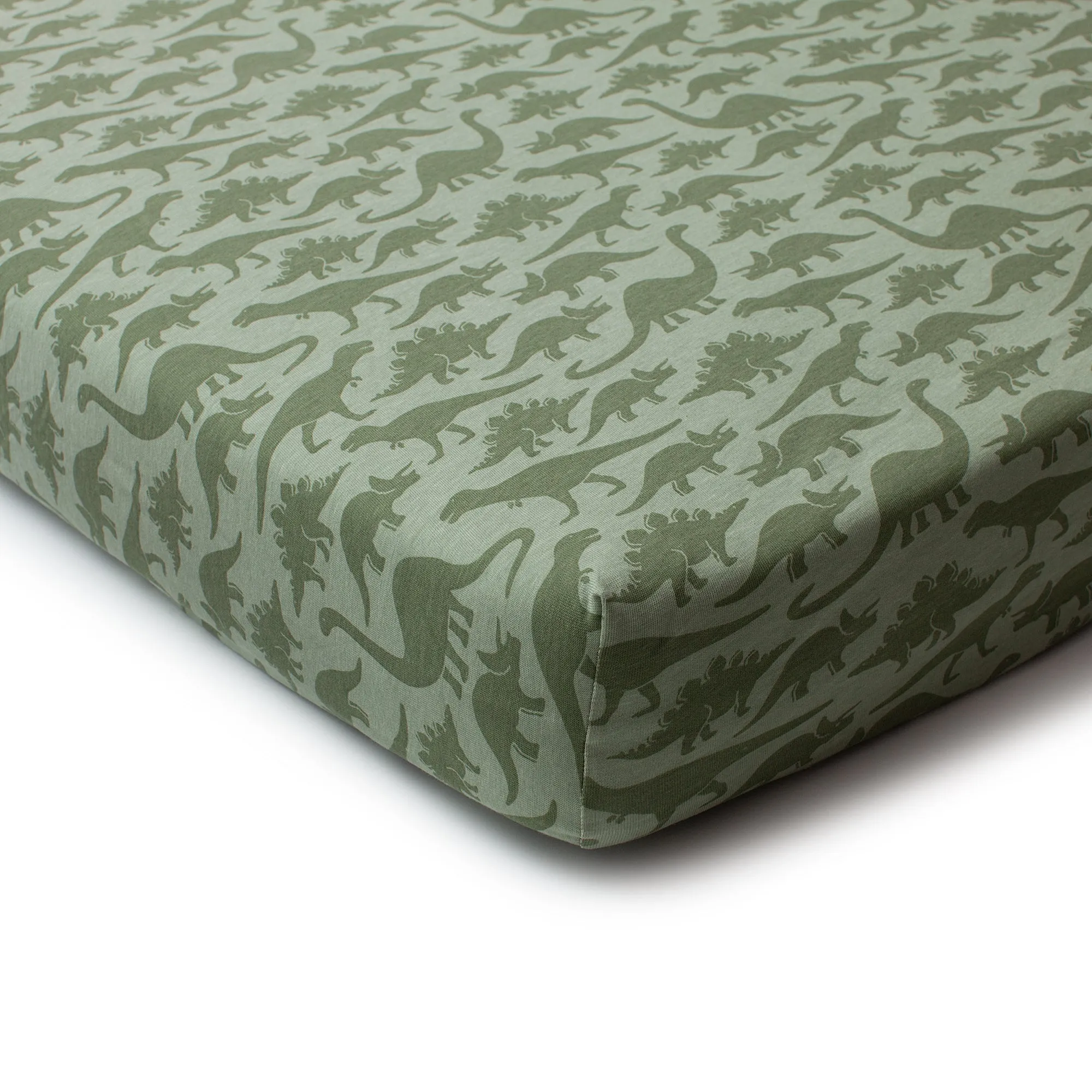 Fitted Crib Sheet - Dinosaurs Sage