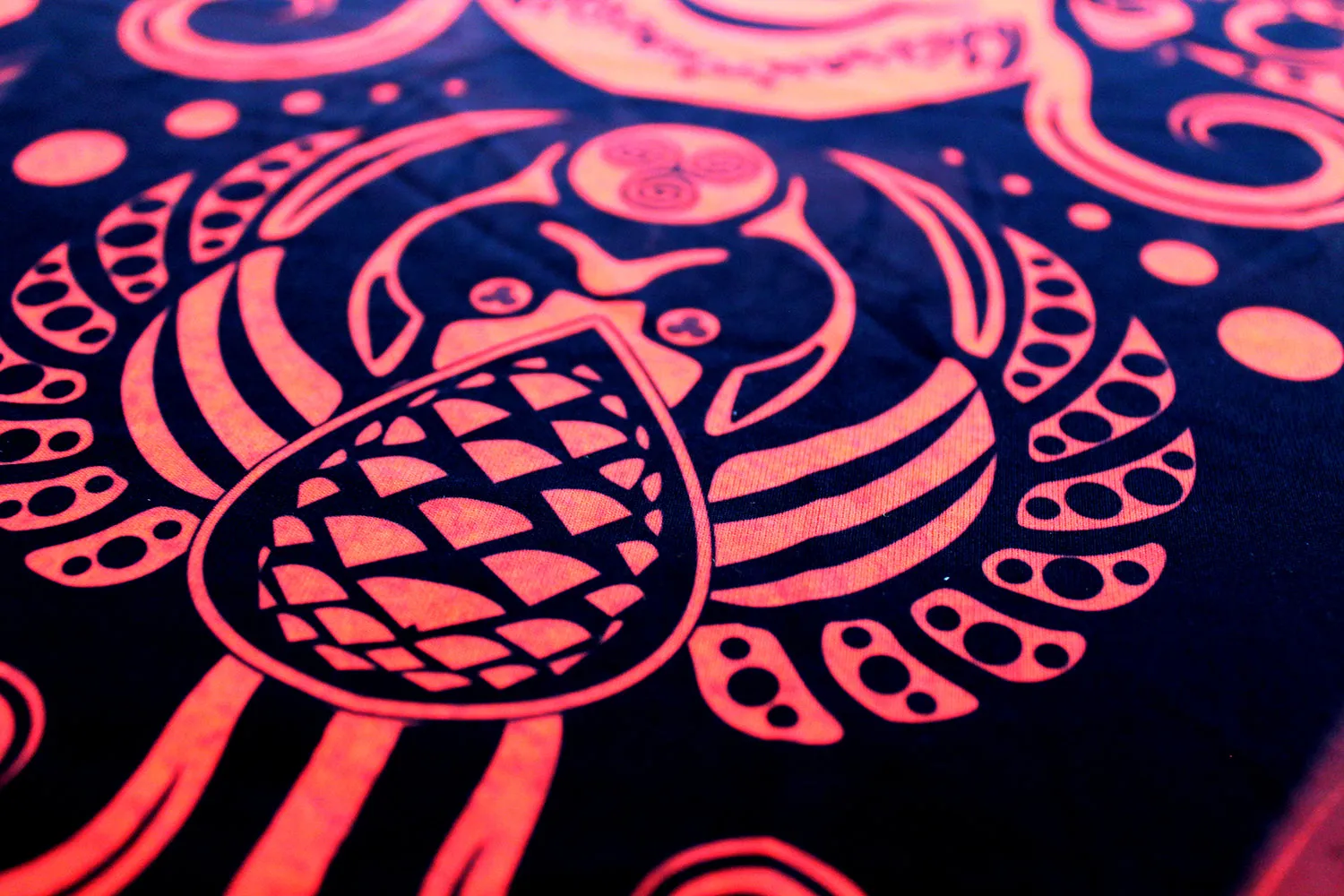 Fluro Neon Lycra Tapestry of "Jewel of Kemet" - (Orange) UV Active!