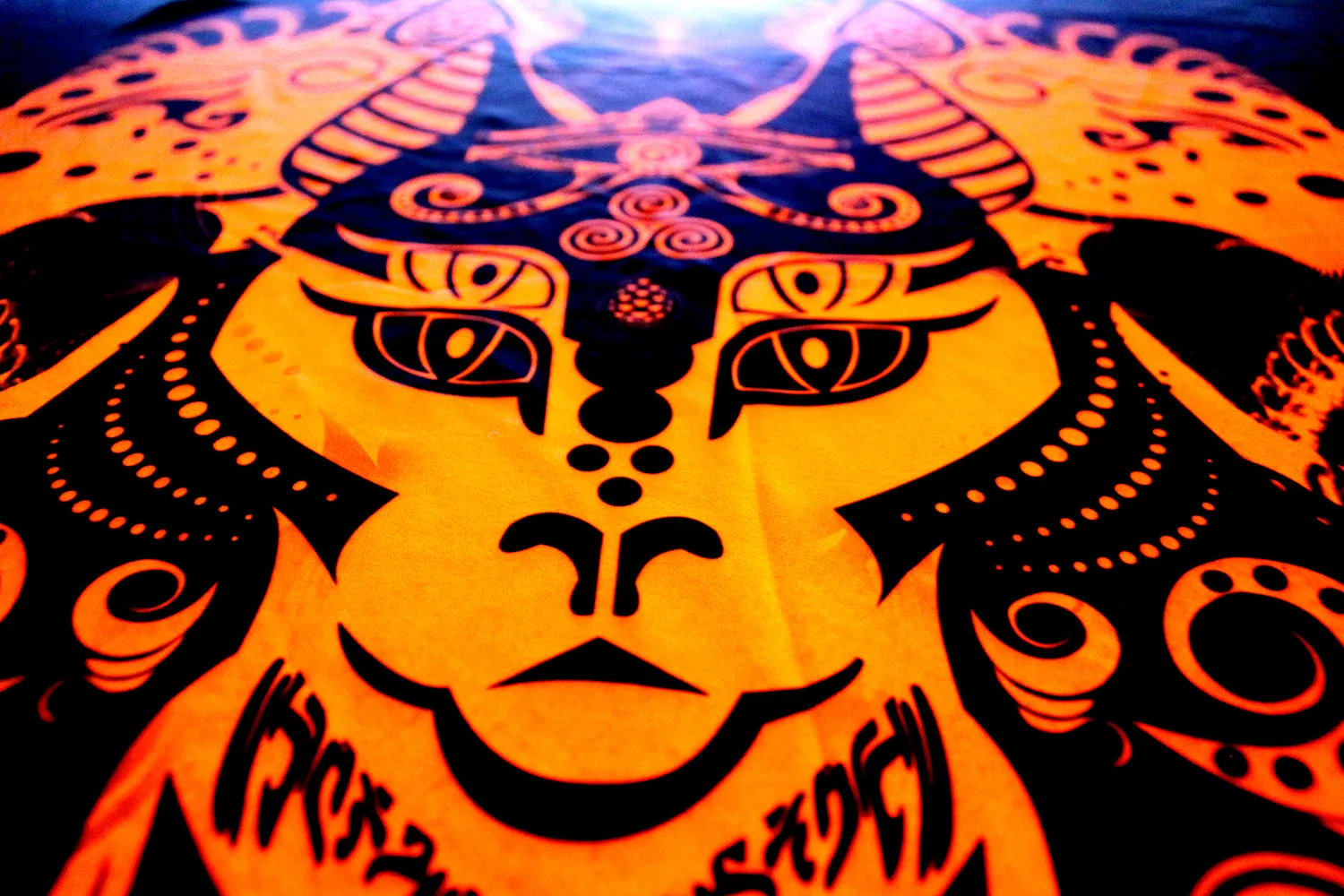 Fluro Neon Lycra Tapestry of "Jewel of Kemet" - (Orange) UV Active!