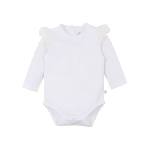 Fox & Finch Netting Ruffle Bodysuit in Cloud (Size 3M-2Y)