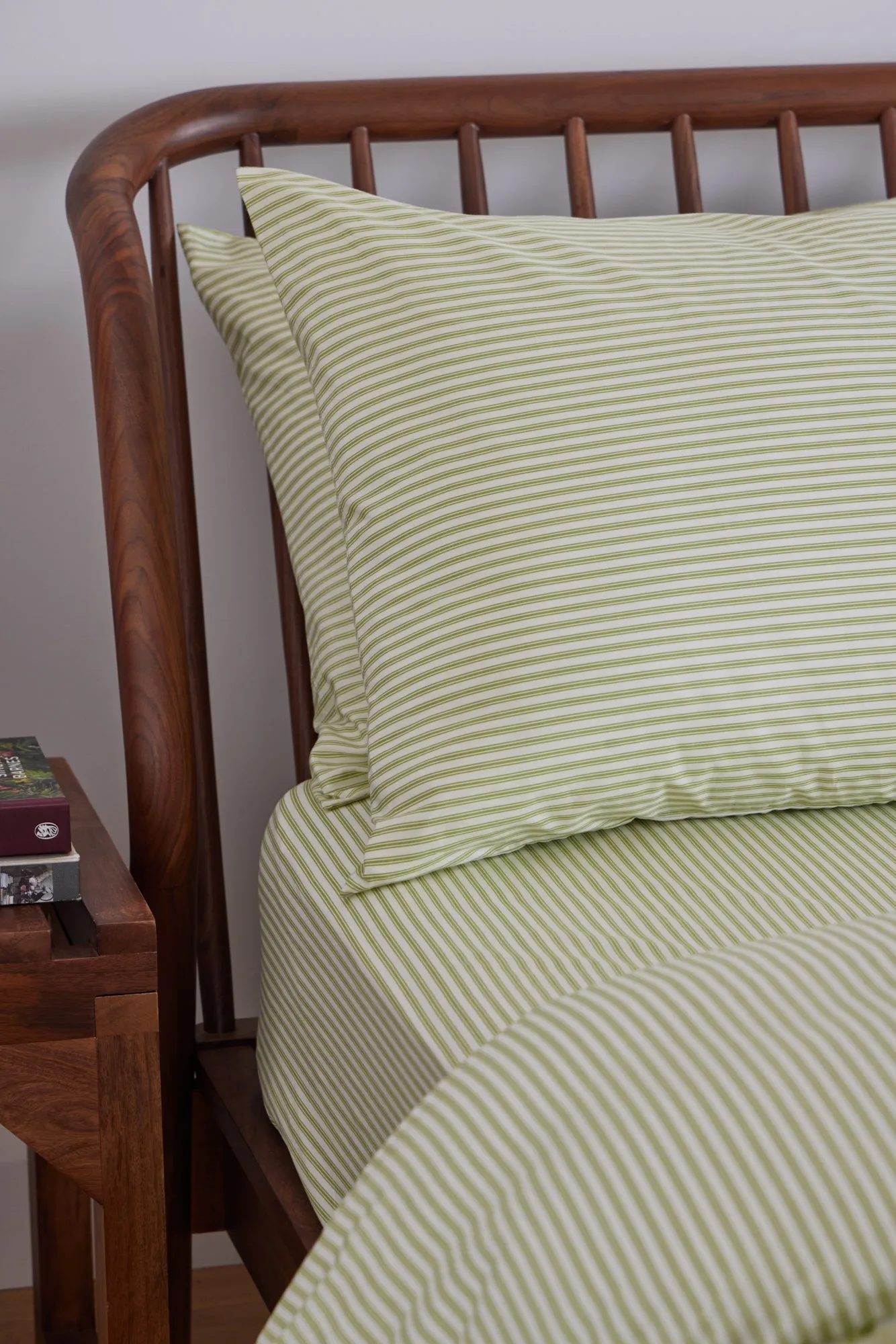 Foxford Green Ticking Pillowcase